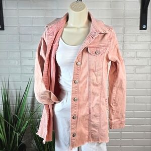 LOGO By Lori Goldstein Dusty Pink Mid Length Denim Jacket Size 6 Or Small